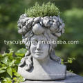 China Made garden decoration stone lady head planter